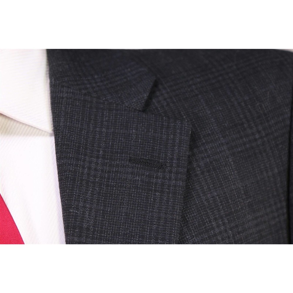 Hickey-Freeman Current Black/Gray Knit Plaid 2-Btn Luxury Wool Suit 42R - Picture 5 of 10